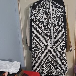 Ann Taylor Black and White Floral Halter Neck Maxi Dress